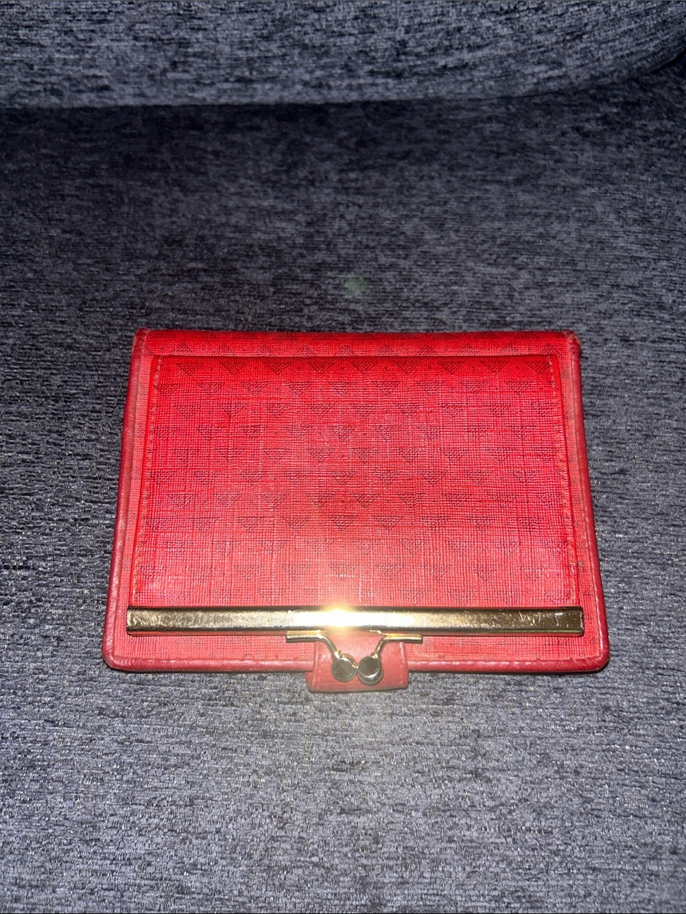 Red Women's Card Case Wallet with Gold Accent